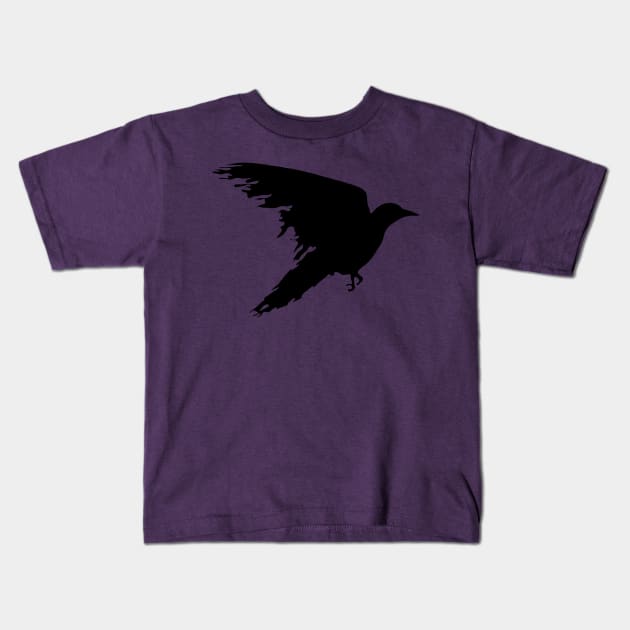 Ragged Raven Silhouette Kids T-Shirt by taiche